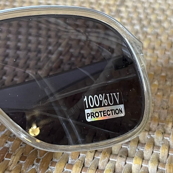 Vintage 90s Clear White Sunglasses Plastic Frame Smoky Lenses Deadstock - Picture 12 of 15